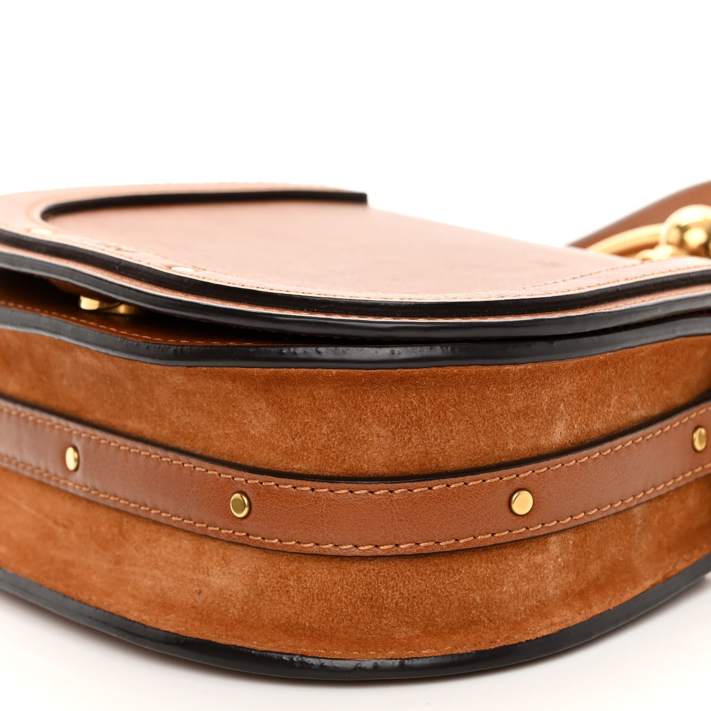 Calfskin Suede Small Nile Bracelet Bag Caramel