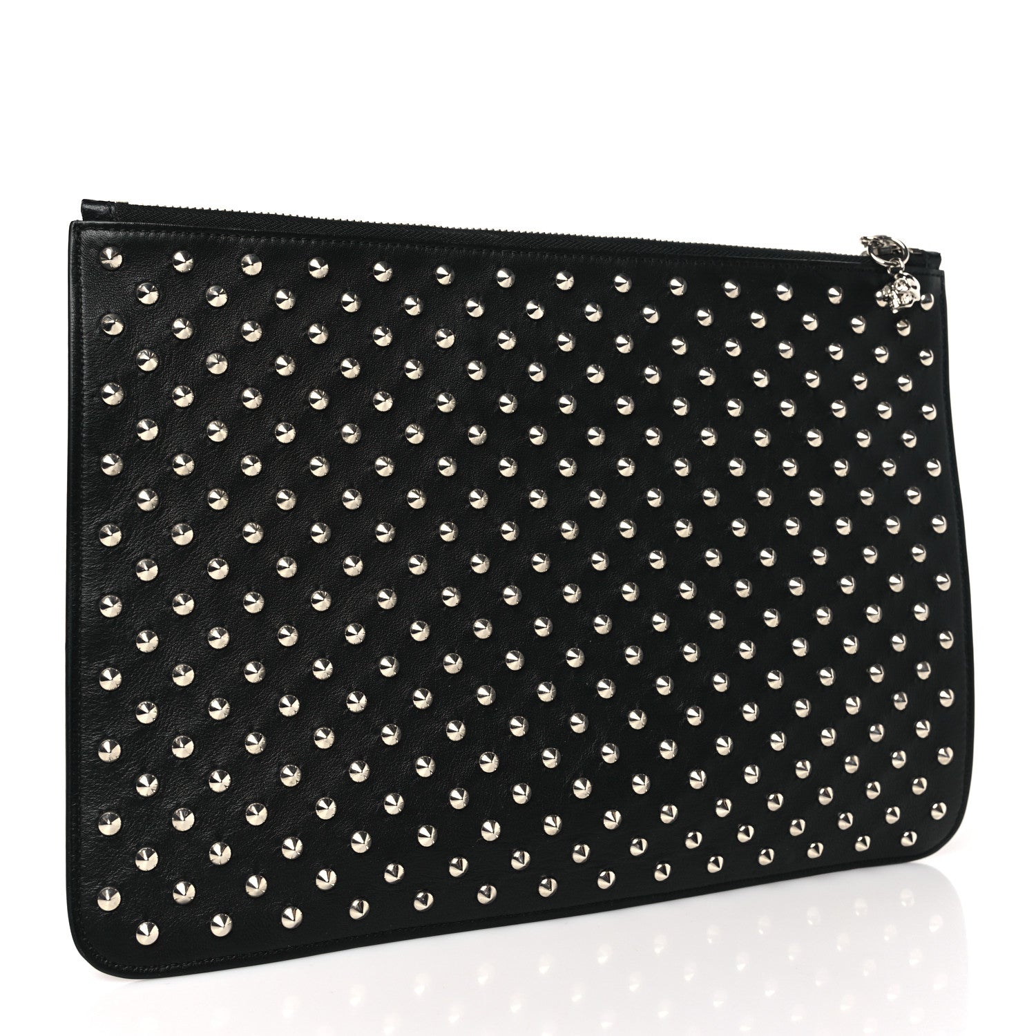 Alexander McQueen Calfskin Studded Skull Zip Pouch Black 3 of 9