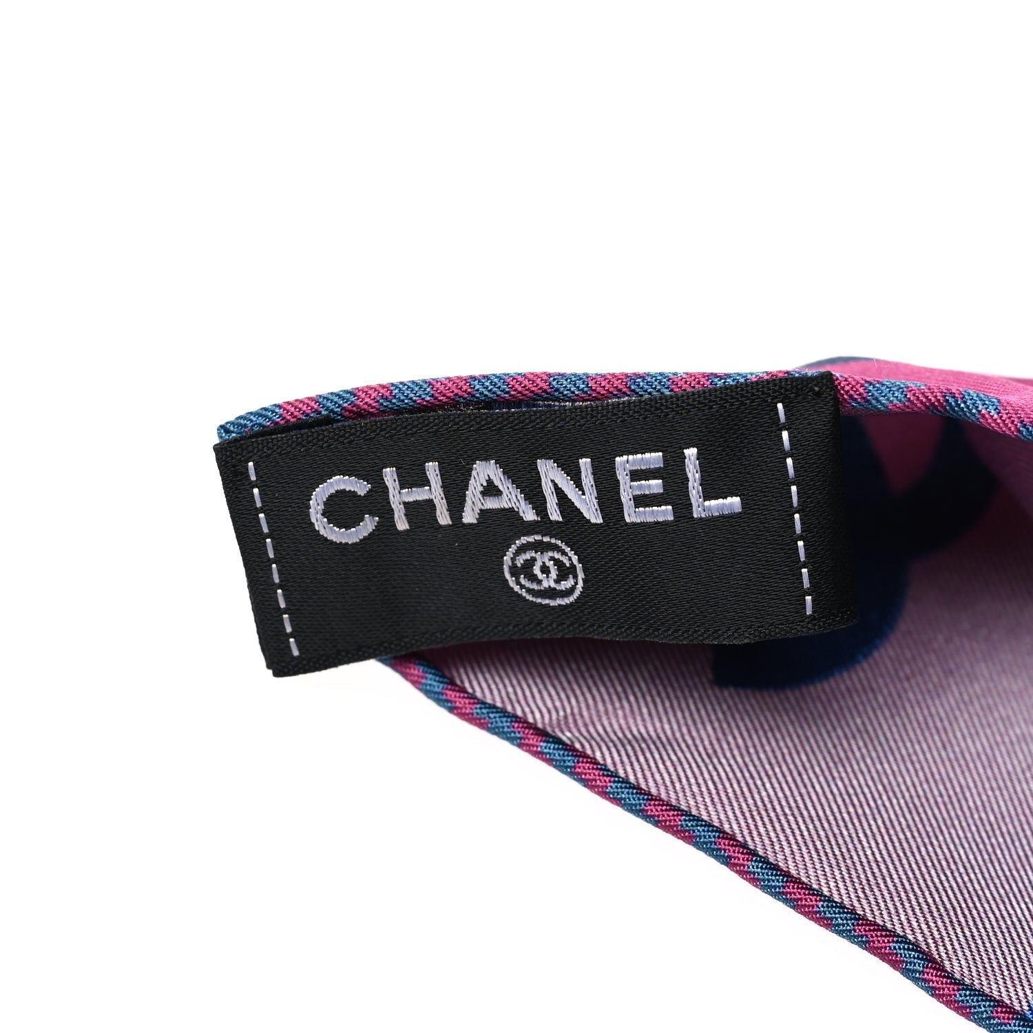 Chanel Silk Tartan CC Scarf  Pink Blue 4 of 4