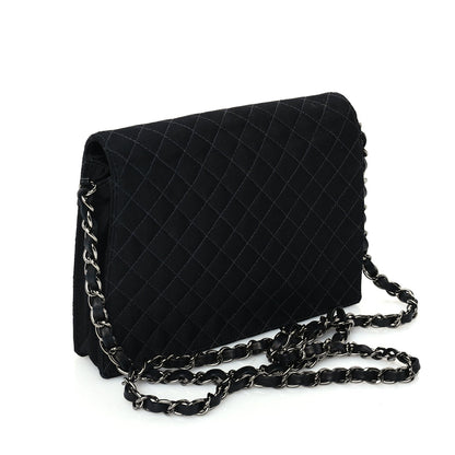 Chanel Grosgrain Fabric Quilted Coco Crest Single Flap  Black 2 of 9