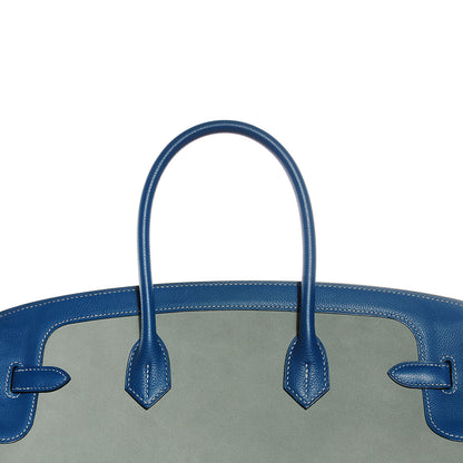 Hermes Veau Doblis Evergrain Grizzly Birkin 35 Bleu de Galice Ciel 24 of 26