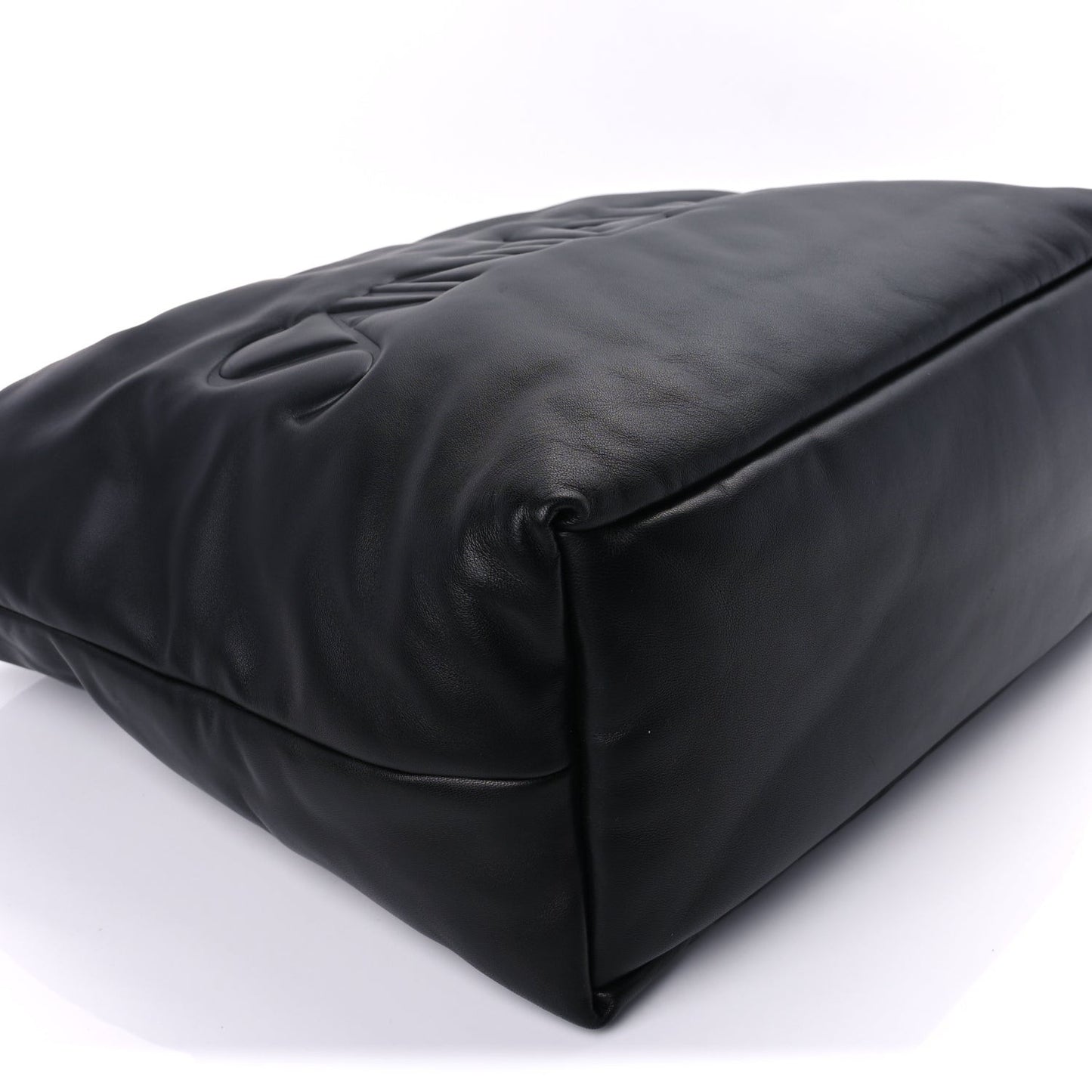 Lambskin Wide Puffer Tote Black