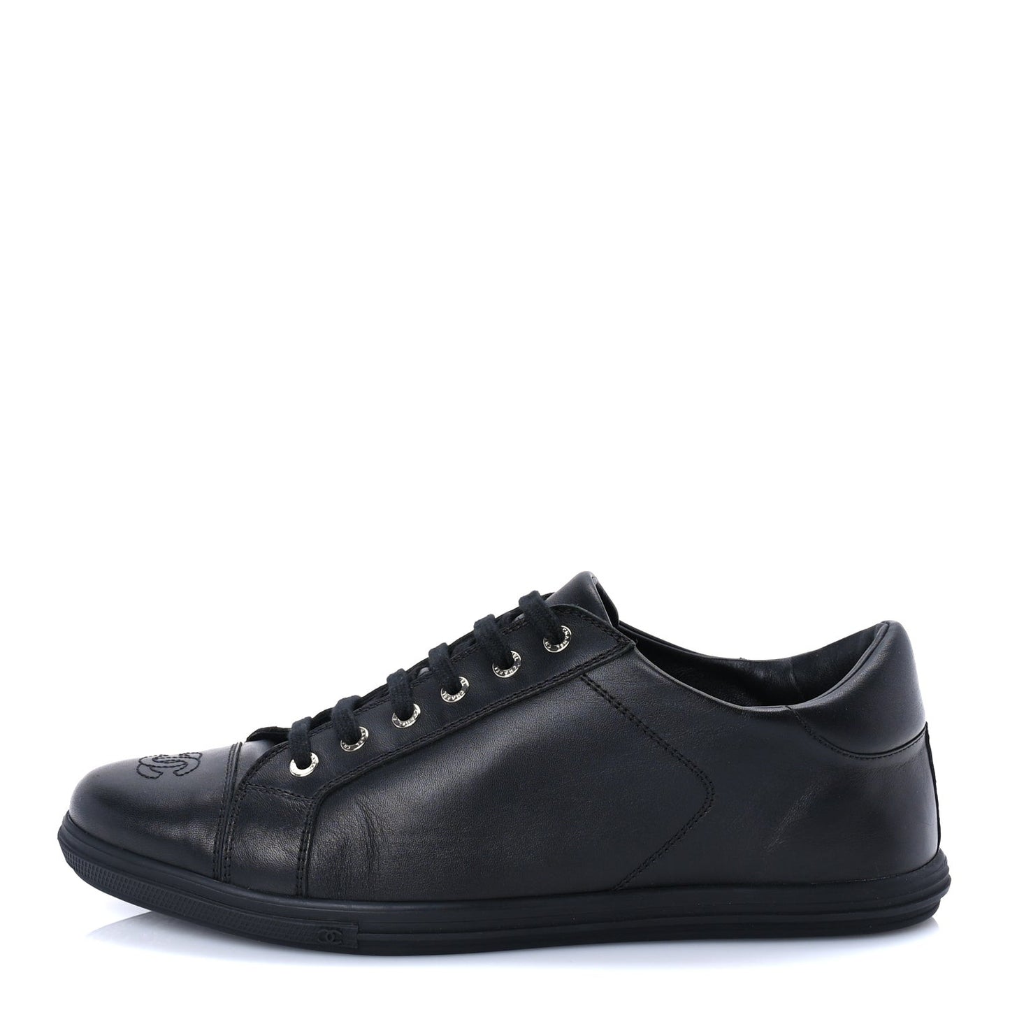 Calfskin Mens CC Cap Toe Sneakers 41 Black