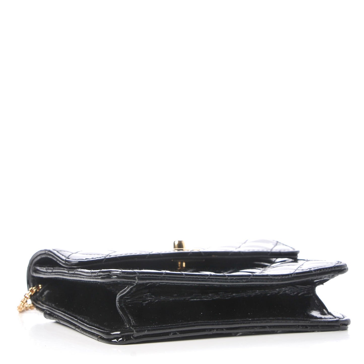 Patent Quilted Mini Flap Black