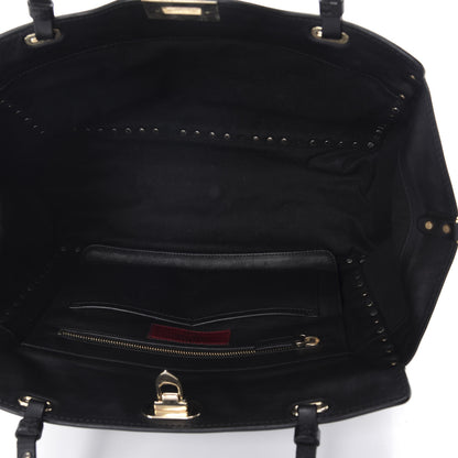 Valentino Garavani Vitello Medium Rockstud Tote Black 5 of 9