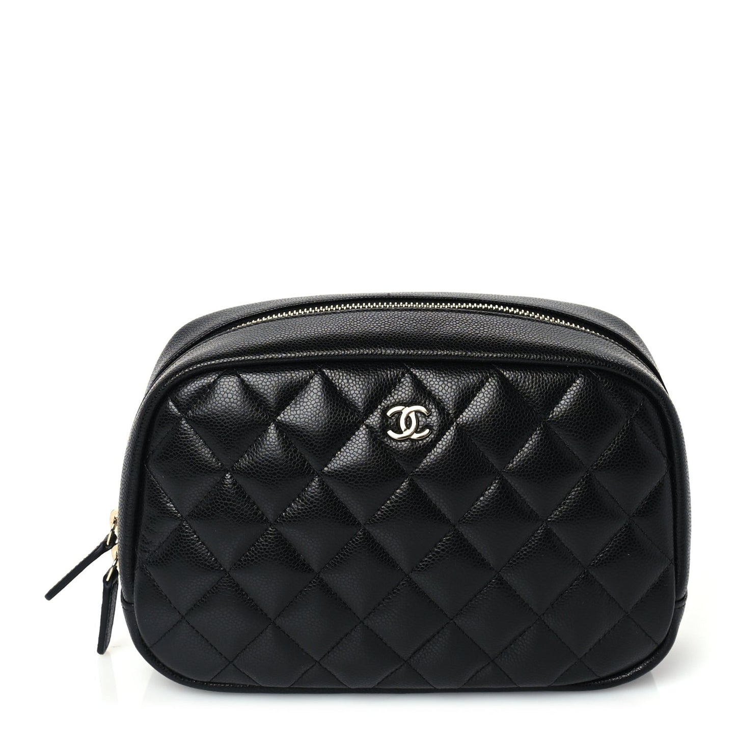 Caviar Quilted Medium Curvy Pouch Cosmetic Case Black