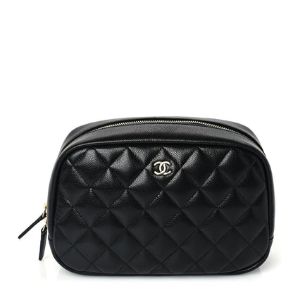 Chanel Caviar Quilted Medium Curvy Pouch Cosmetic Case Black 1 of 8