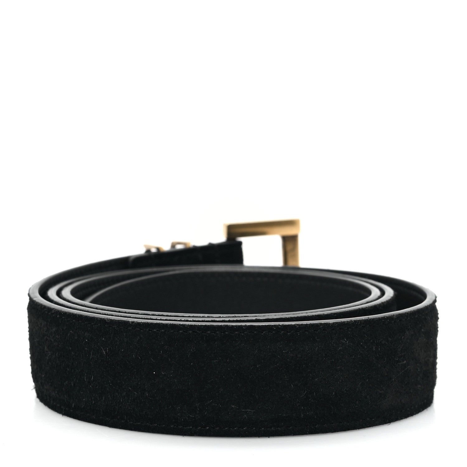 Saint Laurent Suede Calfskin Monogram Square Buckle Belt 90 36 Black 2 of 5