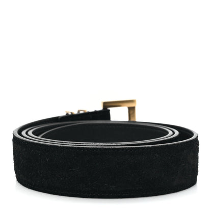 Saint Laurent Suede Calfskin Monogram Square Buckle Belt 90 36 Black 2 of 5