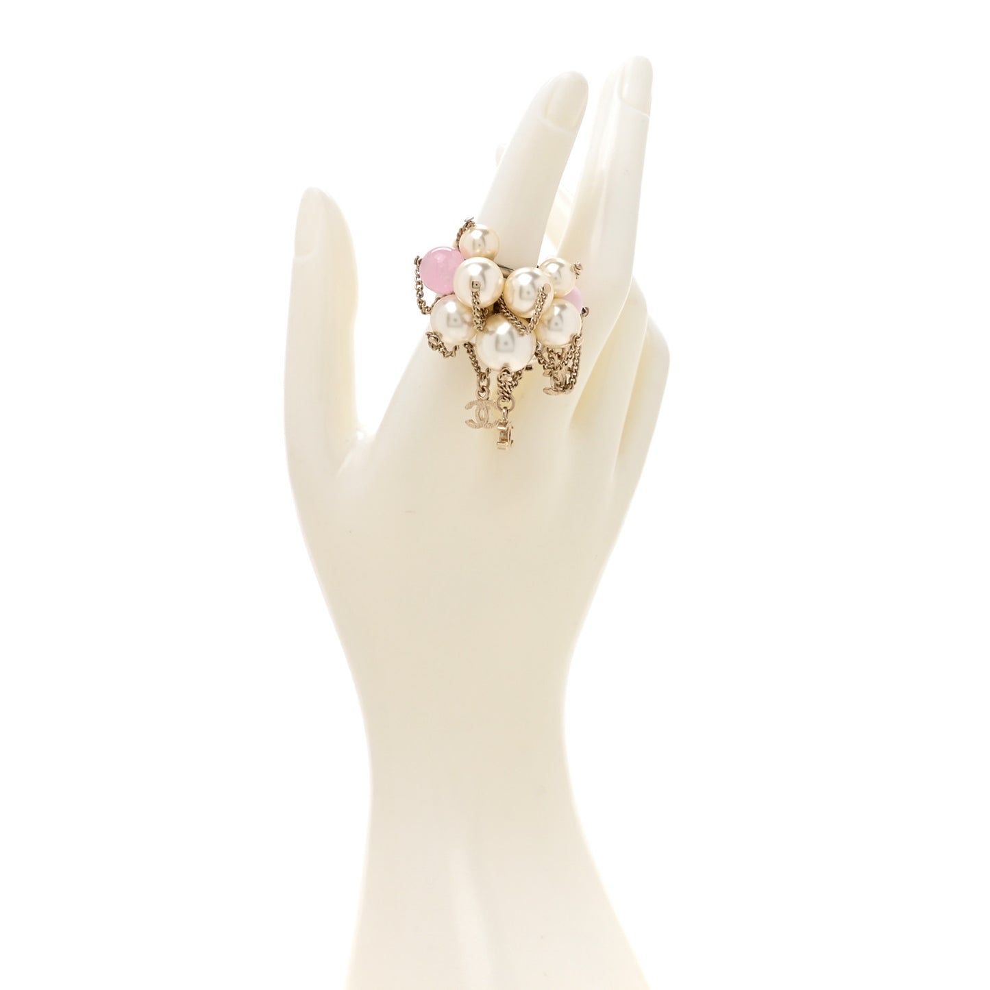 Pearl Chain CC Cluster Ring 53/6.25 Gold