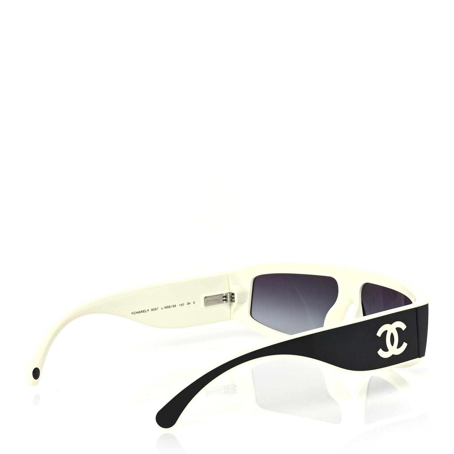 Chanel Acetate Cat Eye Sunglasses 6057 Black White 5 of 7