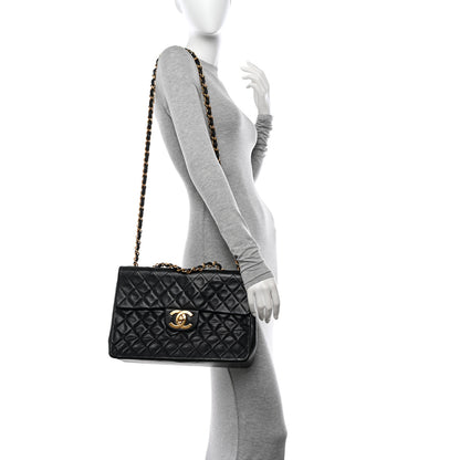 Chanel Lambskin Quilted XL Jumbo Single Flap Black 2 of 14