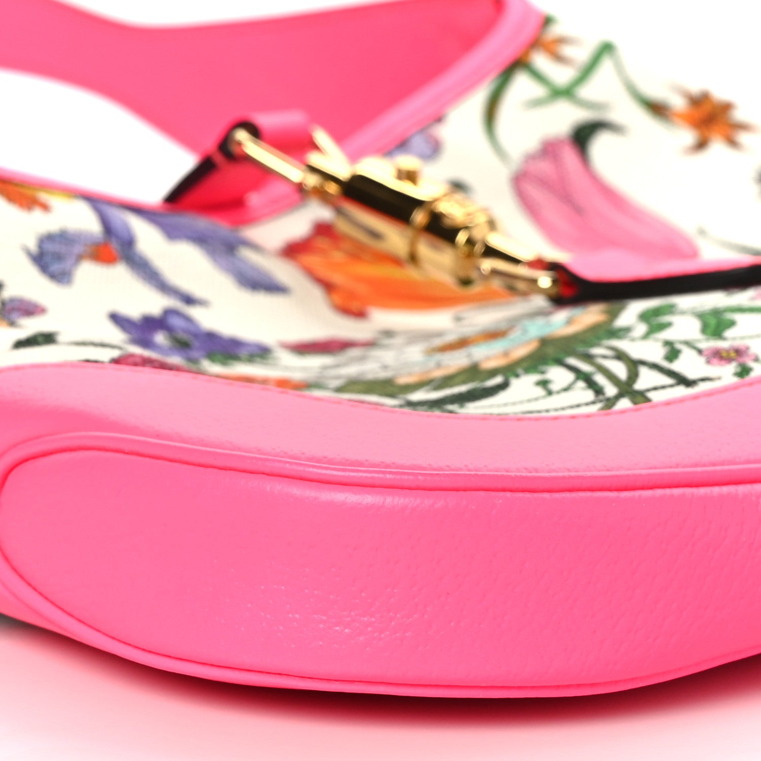 Gucci Canvas Flora Medium Jackie Hobo Fuchsia 8 of 9