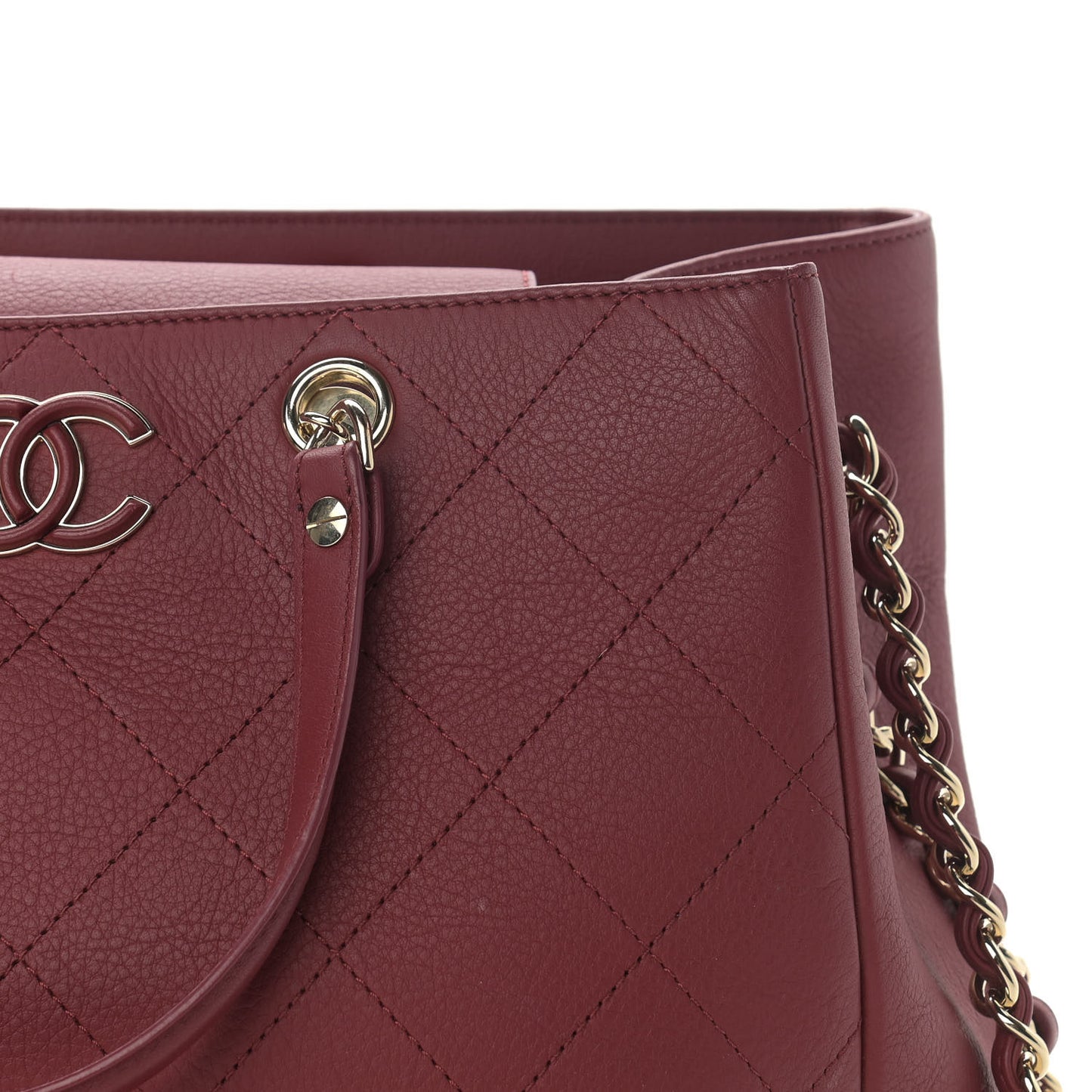 Bullskin Stitched Medium Shopping Bag Burgundy