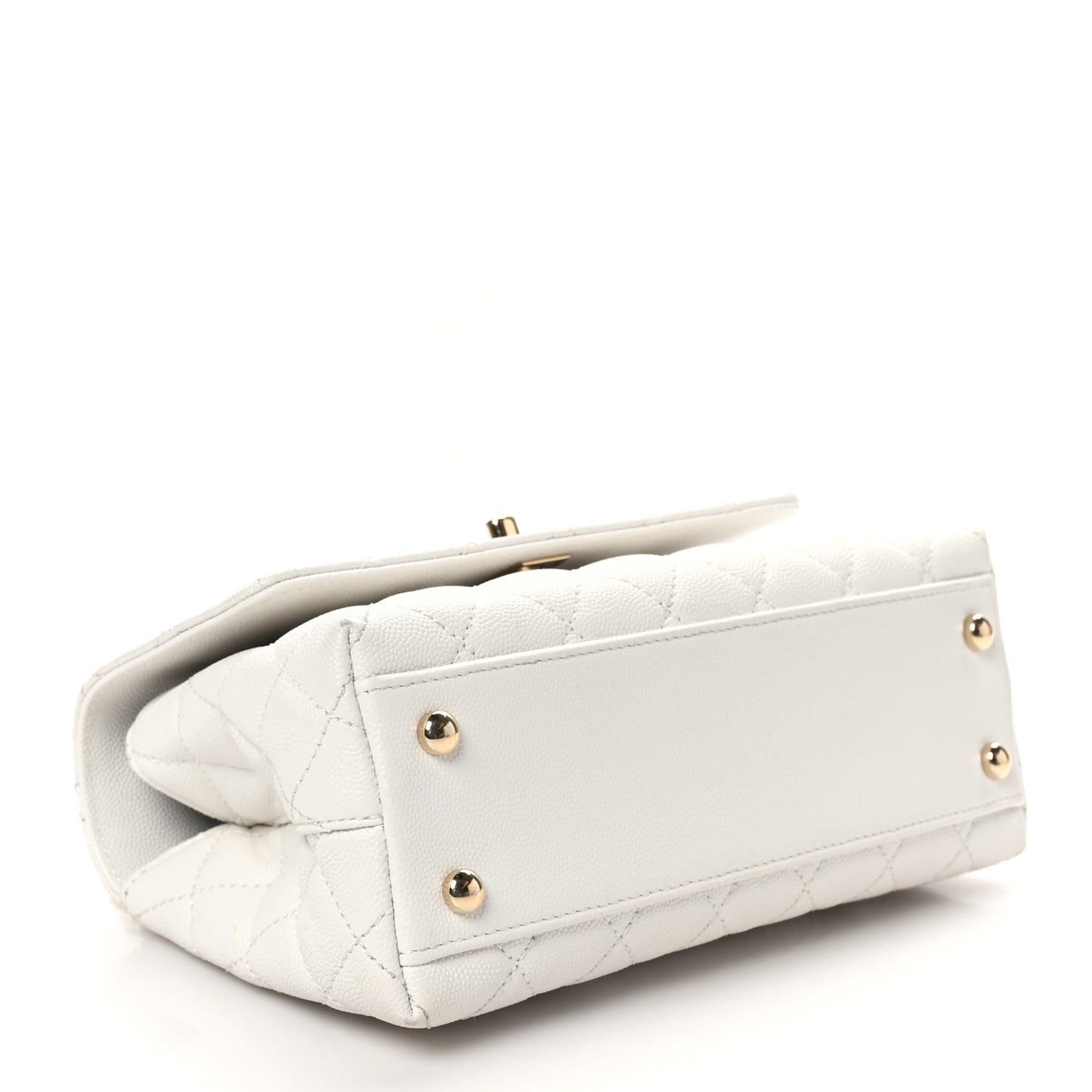Caviar Quilted Mini Coco Handle Flap White