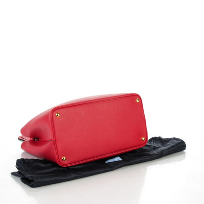 Prada Saffiano Cuir Large Double Bag Fuoco Black 4 of 7