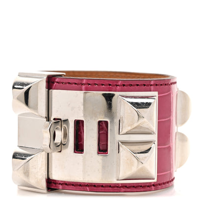 Hermes Shiny Alligator Collier De Chien CDC Bracelet S Fuchsia 3 of 6