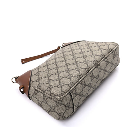Gucci GG Supreme Monogram Textured Calfskin Small Emblem Shoulder Bag Beige Dark Brown 7 of 8