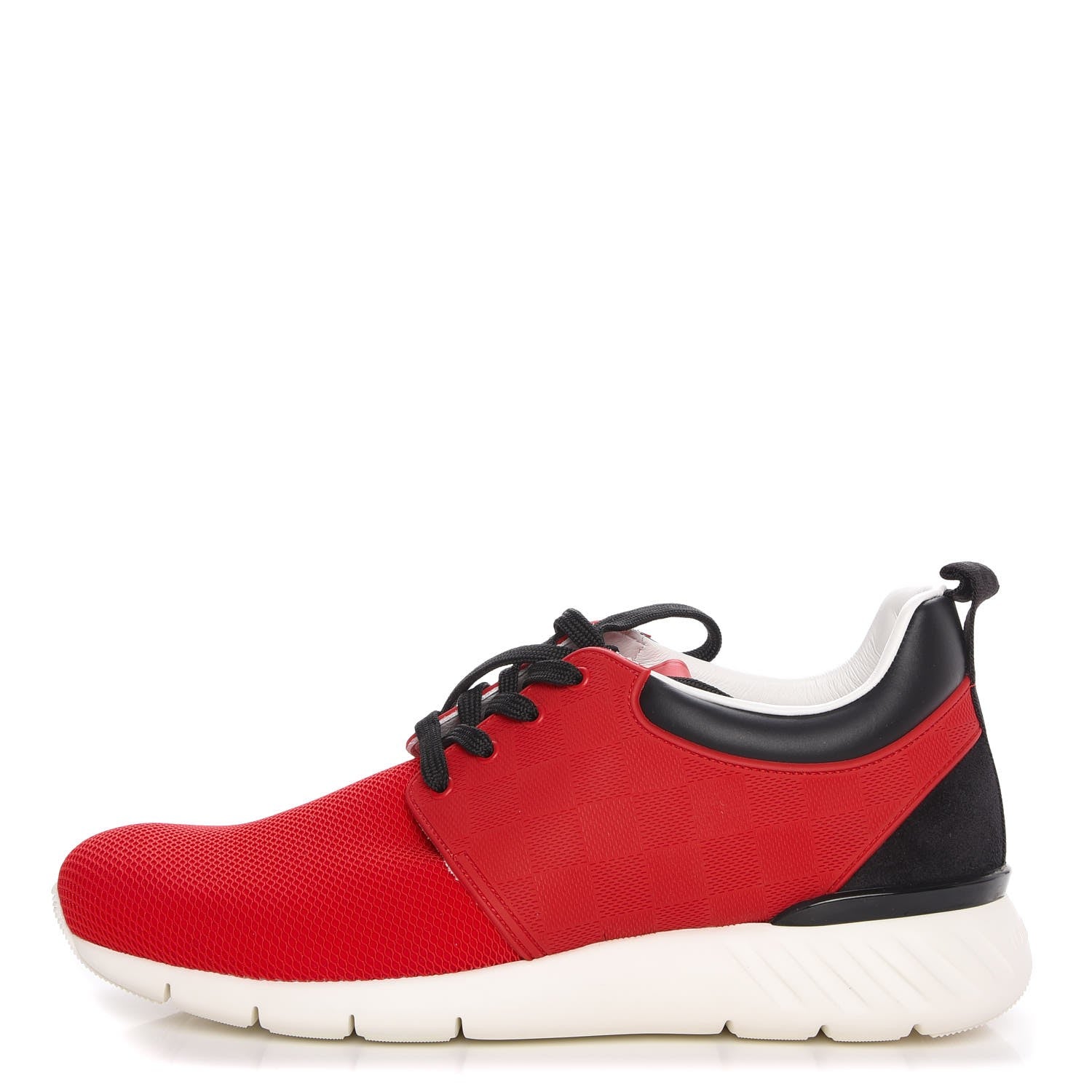 Louis Vuitton Rubber Mesh Suede Damier Fastlane Low Sneakers 7 Rouge 1 of 10