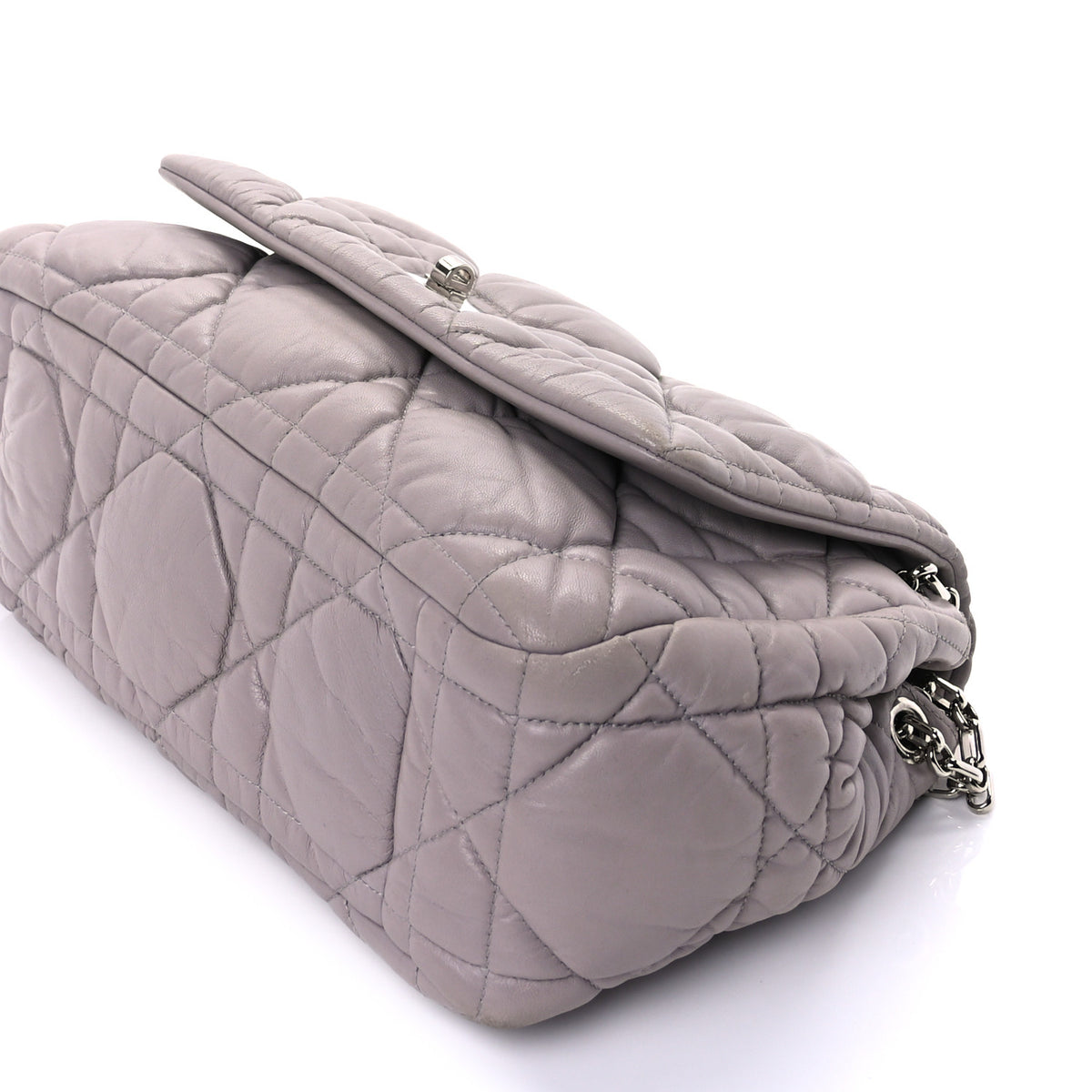 Lambskin Cannage Small Milly La Foret Shoulder Bag Grey