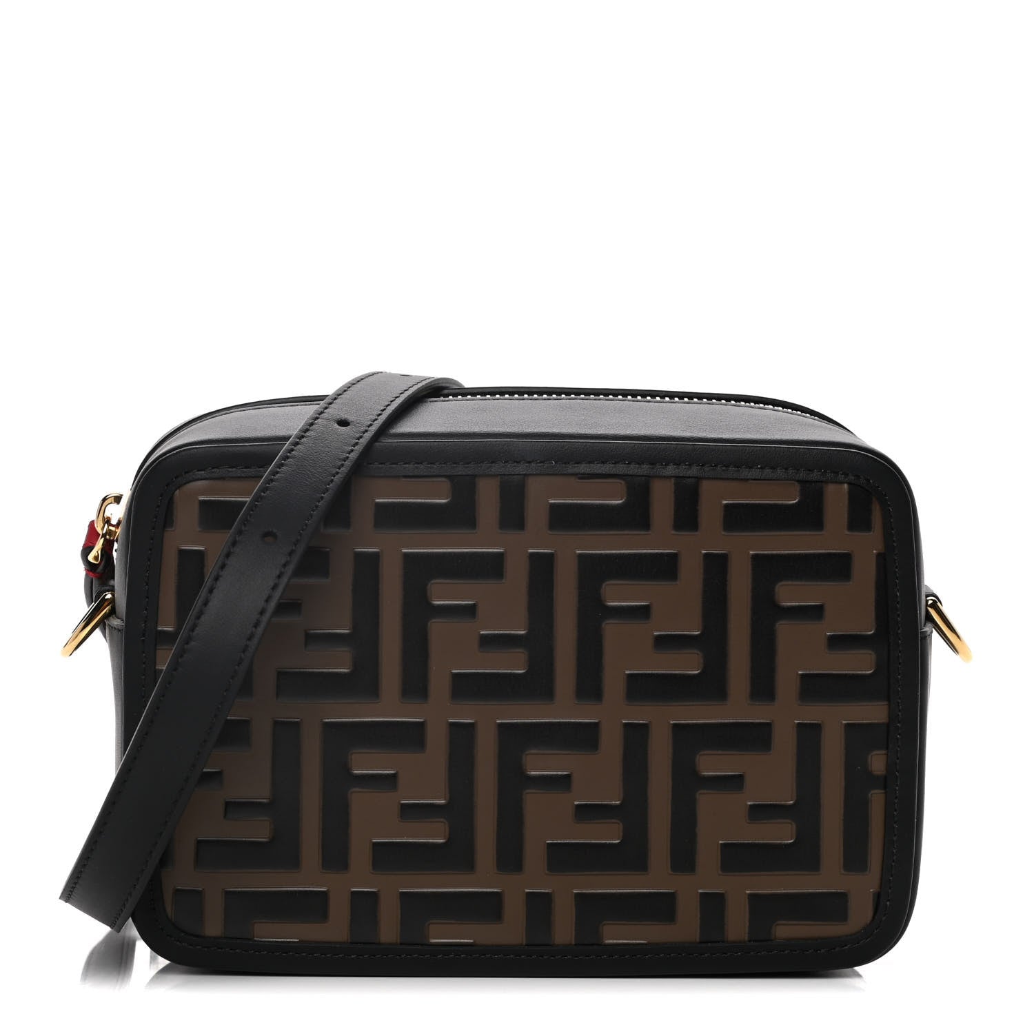 Fendi Vitello Century Bi-Color FF 1974 Embossed Mini Camera Case Maya Black 1 of 16