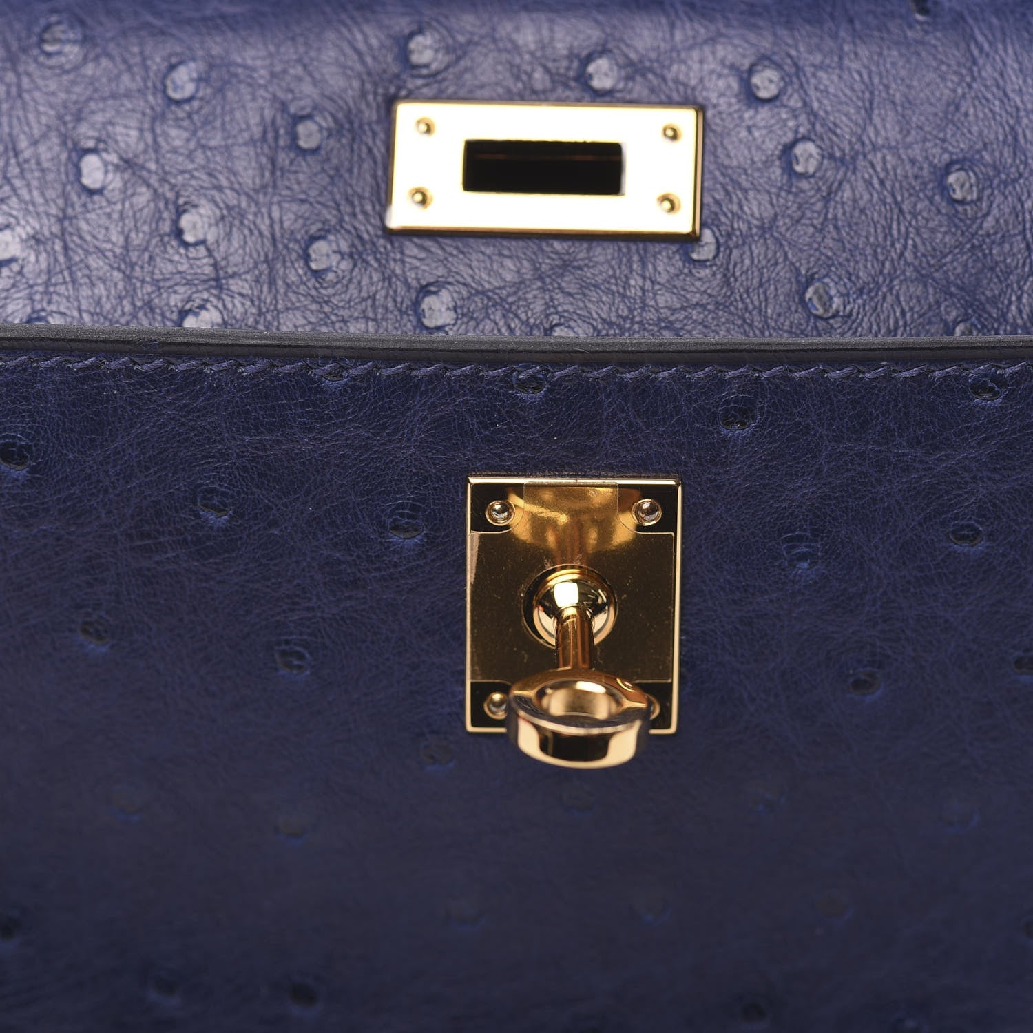 Hermes Ostrich Kelly Pochette Clutch Bleu Iris 28 of 30