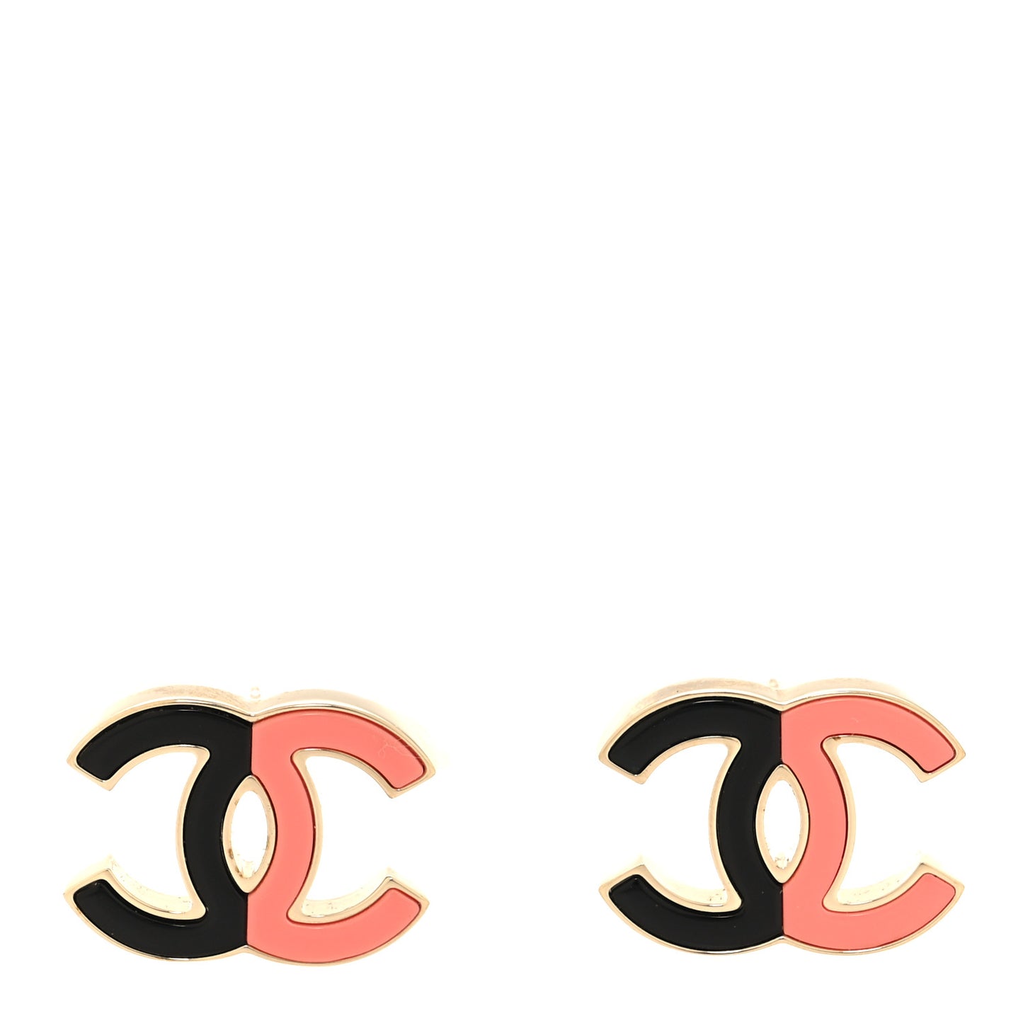 Enamel Large CC Earrings Black Pink