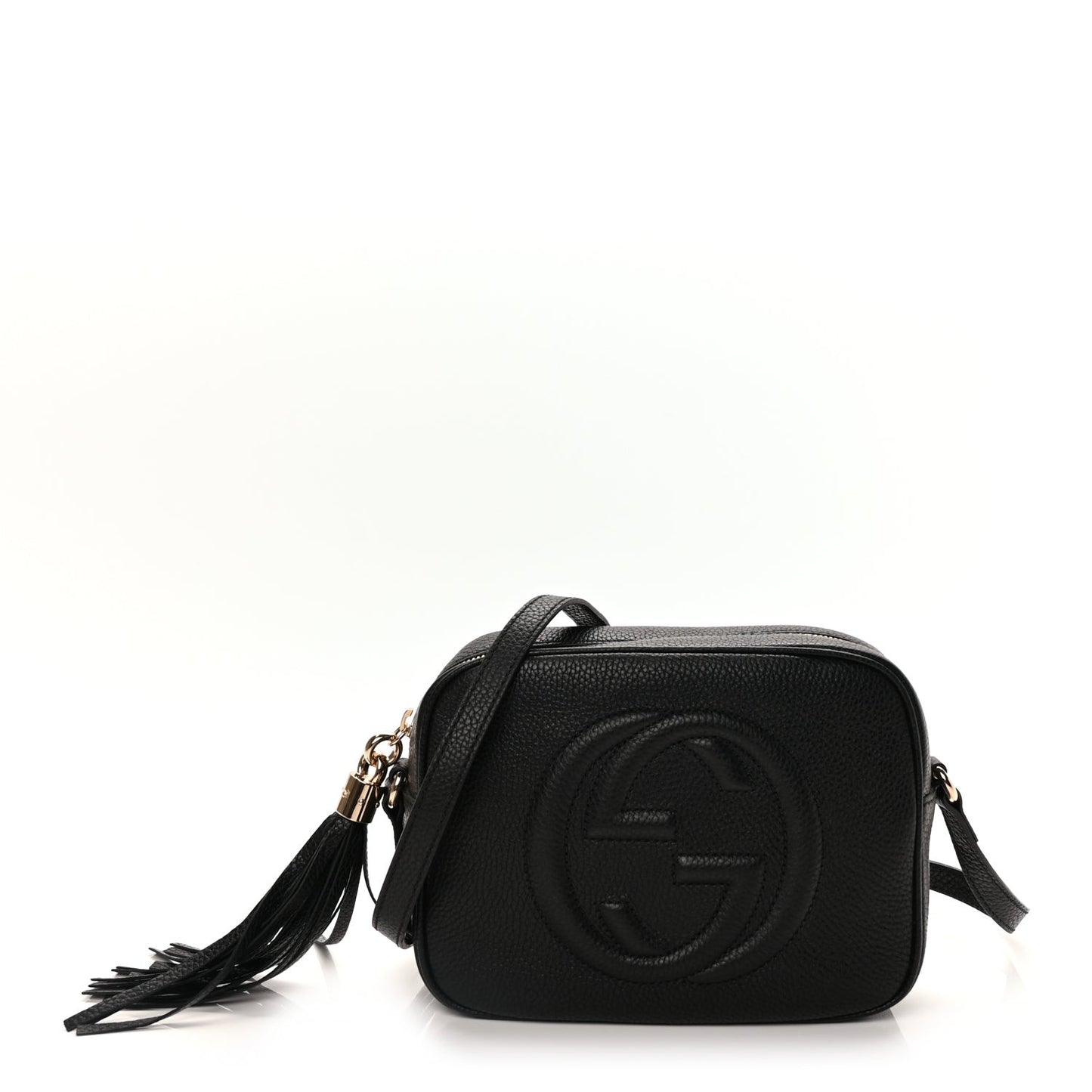 Pebbled Calfskin Small Soho Disco Bag Black