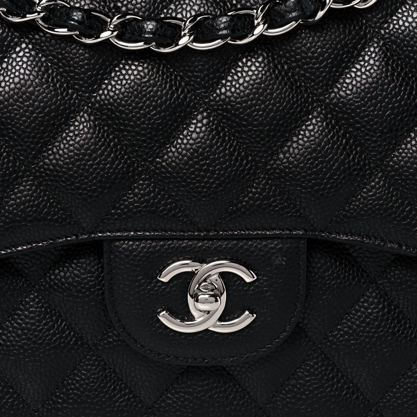 Caviar Quilted Jumbo Double Flap Black