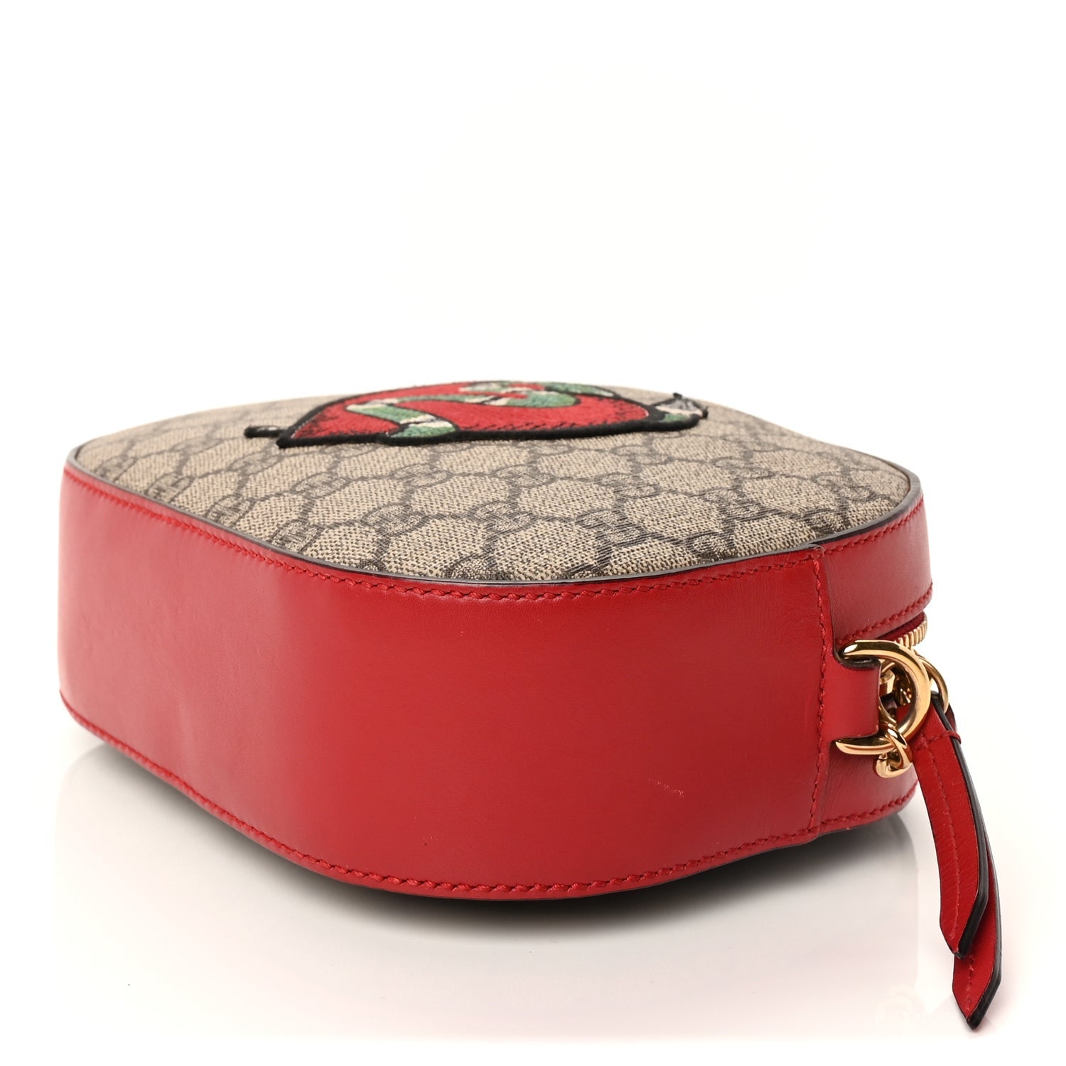 Gucci GG Supreme Monogram Kingsnake Heart Embroidered Mini Chain Shoulder Bag  Beige Hibiscus Red 8 of 9
