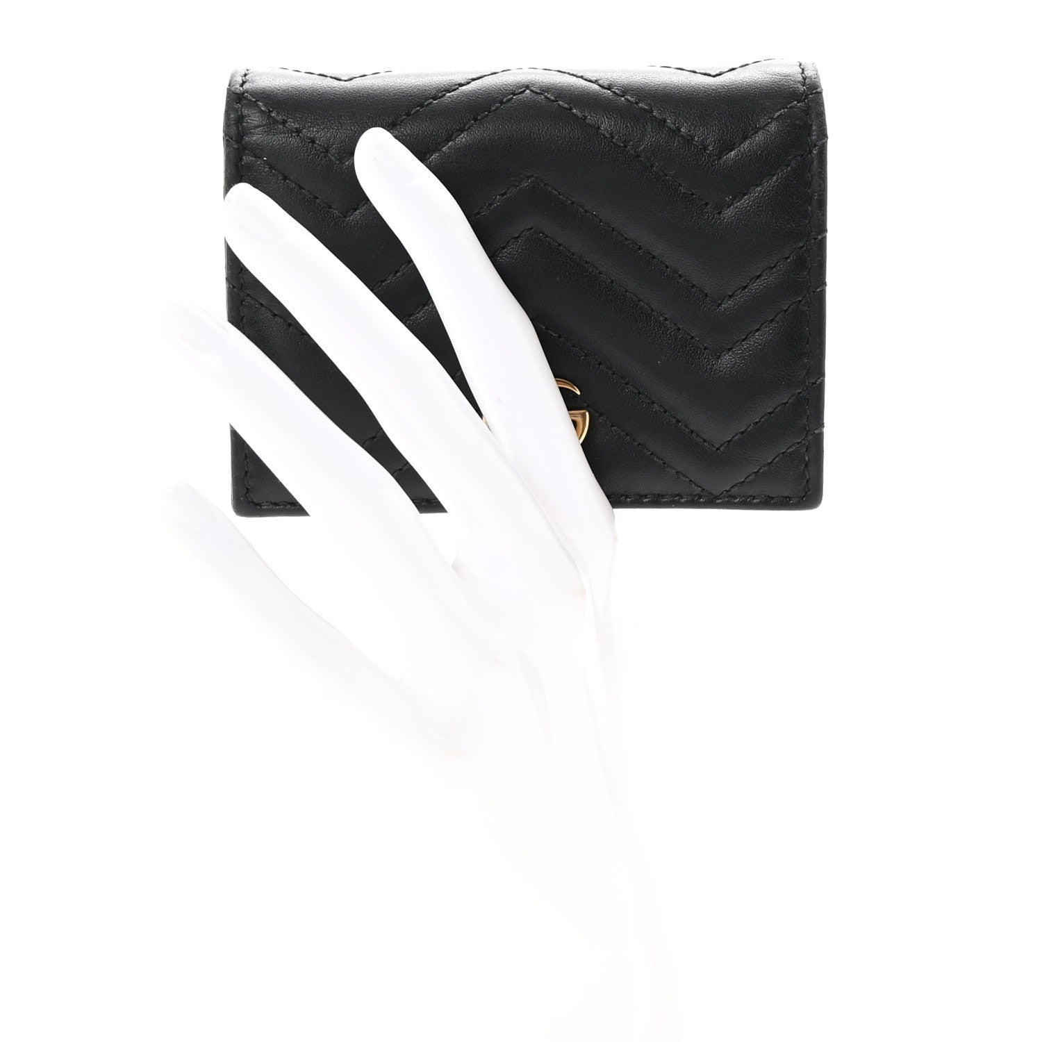 Gucci Calfskin Matelasse GG Marmont Card Case Wallet Black 2 of 7