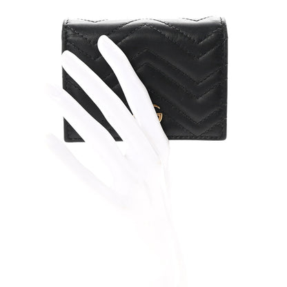Gucci Calfskin Matelasse GG Marmont Card Case Wallet Black 2 of 7