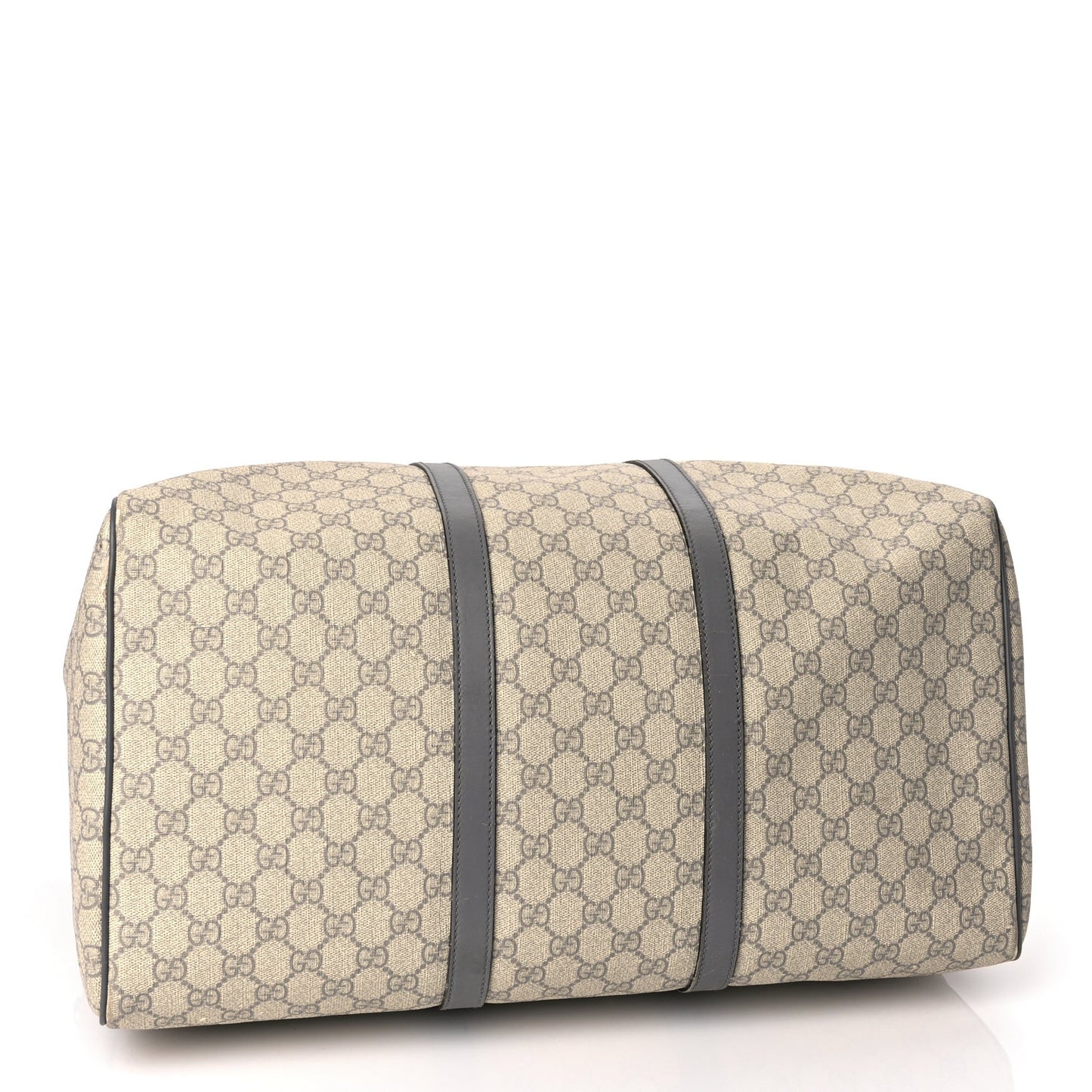 GG Supreme Monogram Selleria Calfskin Medium Carry On Duffle Bag Beige Grey