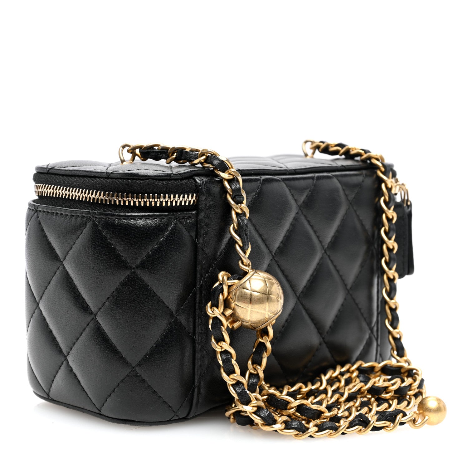 Chanel Lambskin Quilted Pearl Crush Small Vanity Case With Chain Black 3 of 11