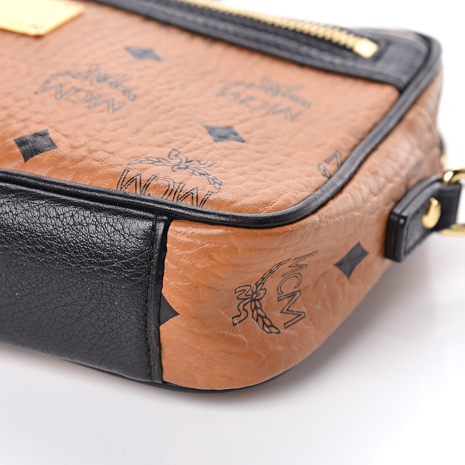 MCM Visetos Small Crossbody Bag Cognac Black 6 of 15