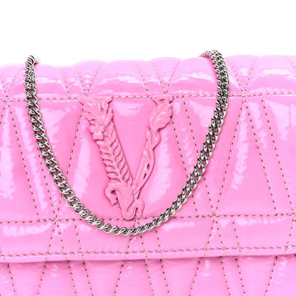 Versace Patent Quilted Virtus Tonal Evening Bag  Pink 6 of 7