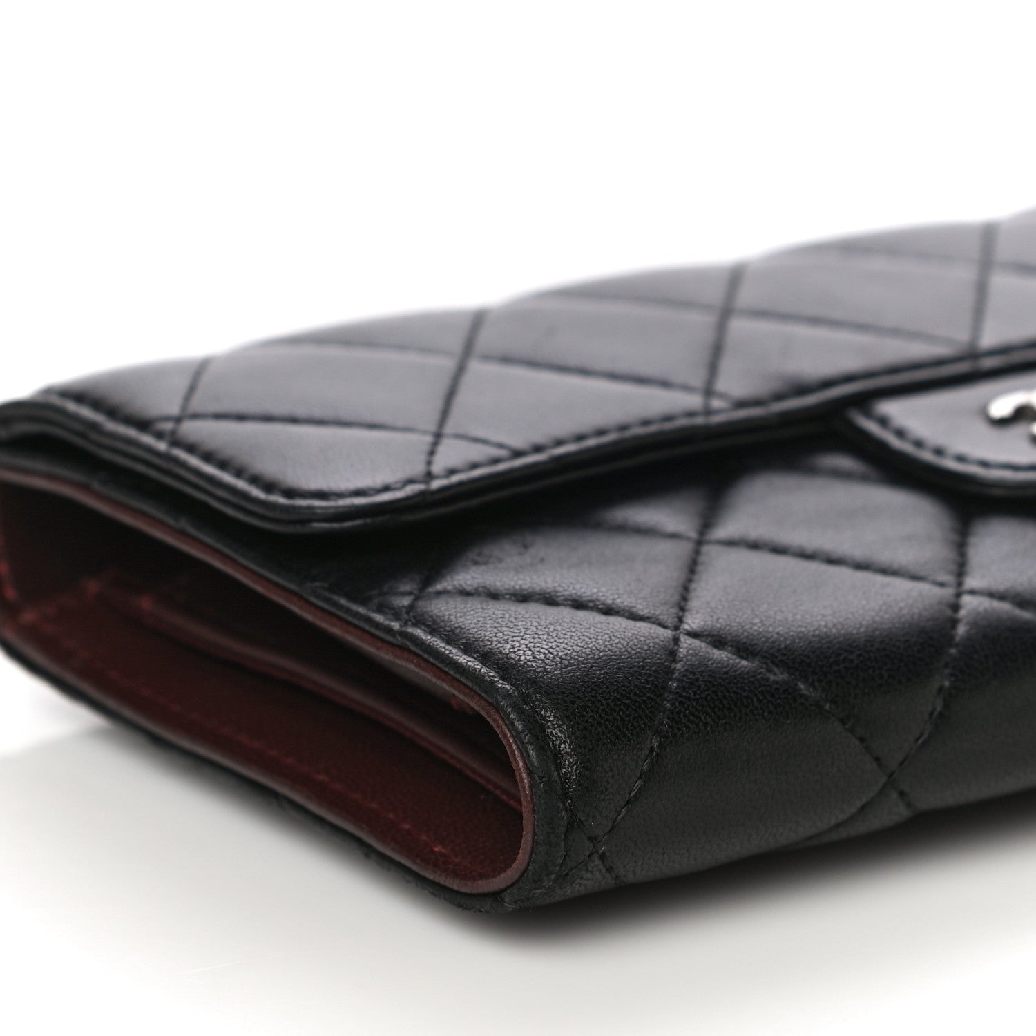 Chanel Lambskin Quilted Large Gusset Flap Wallet Black 7 of 18