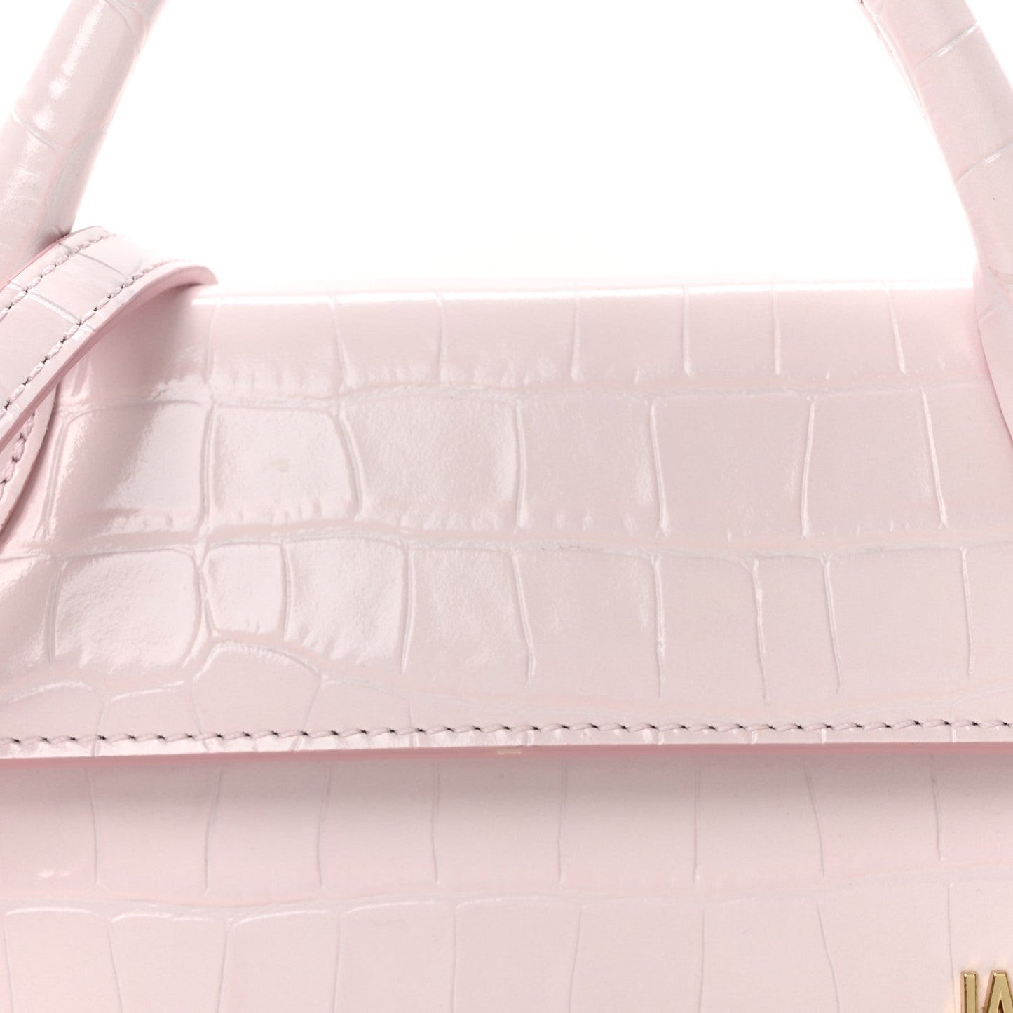 Calfskin Crocodile Embossed Le Chiquito Long Pale Pink