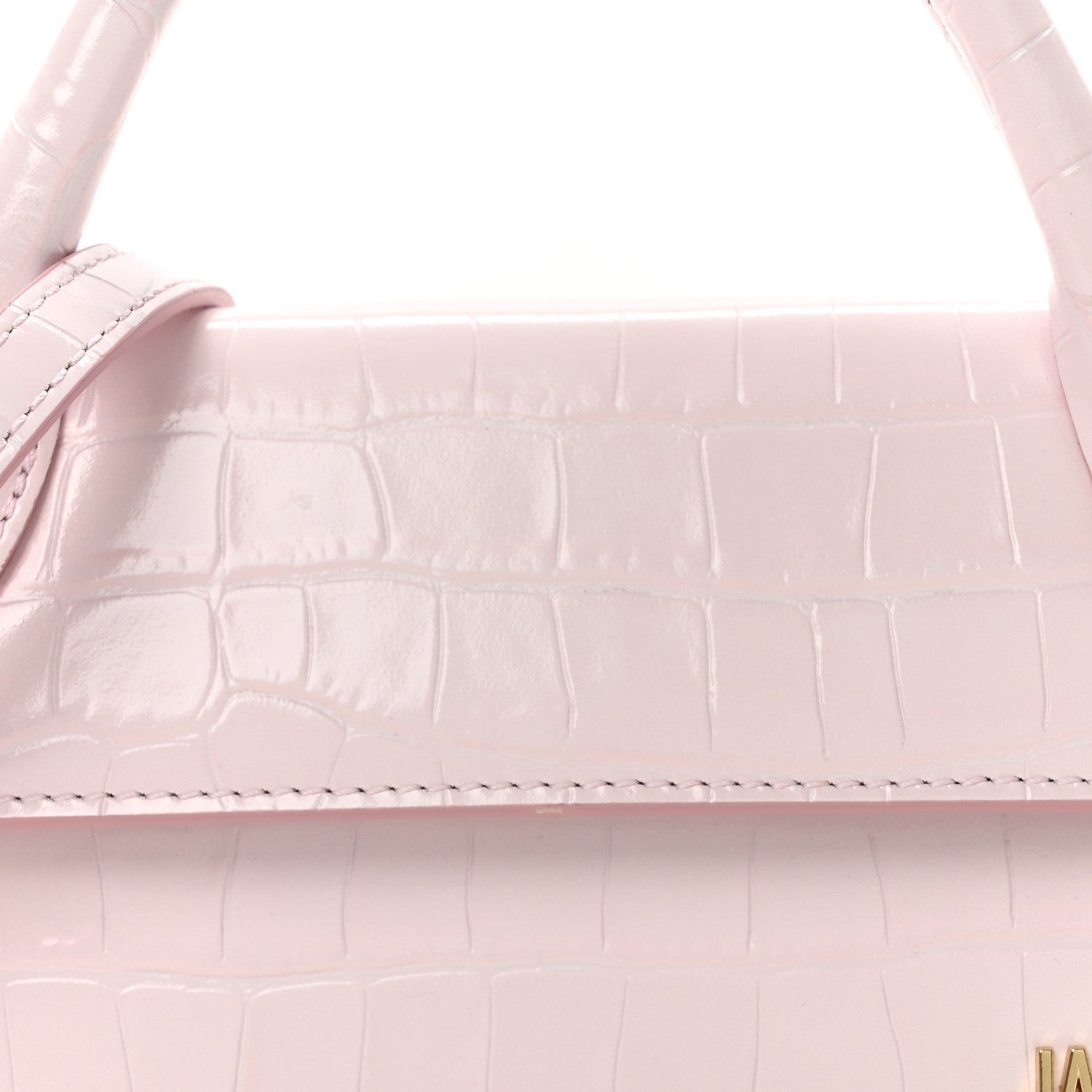 Jacquemus Calfskin Crocodile Embossed Le Chiquito Long Pale Pink 7 of 7