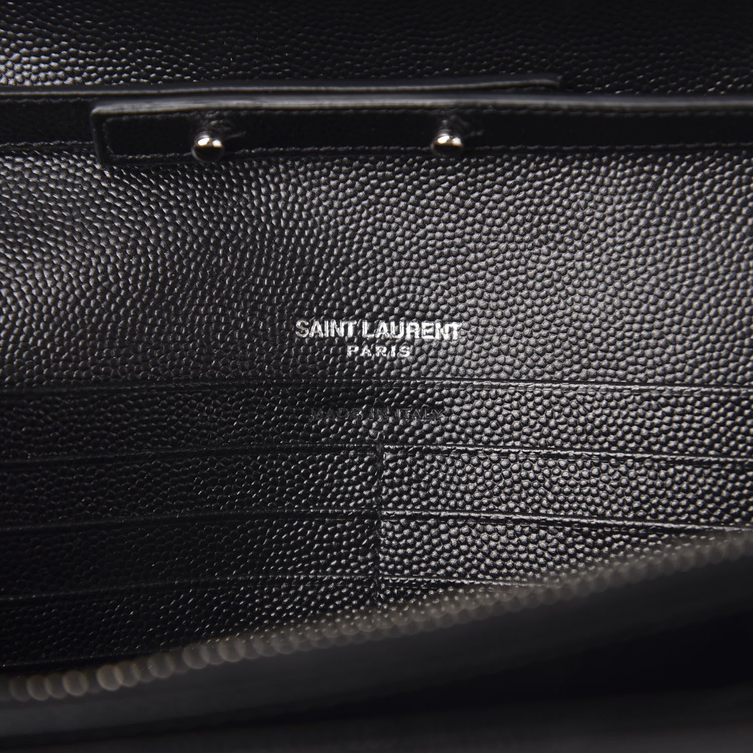 Saint Laurent Grain De Poudre Matelasse Chevron Monogram Chain Wallet Black 5 of 9