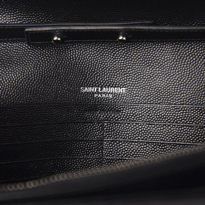 Saint Laurent Grain De Poudre Matelasse Chevron Monogram Chain Wallet Black 5 of 9