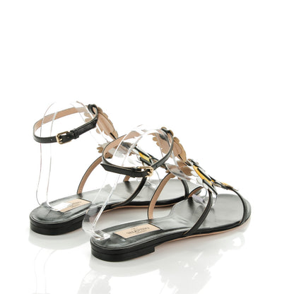 Valentino Garavani Nappa Ankle Strap Love Me Daisy Flat Sandals 38 Black 4 of 7