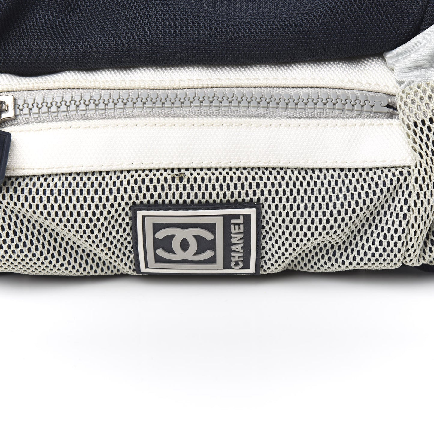 Nylon Mesh Sport Belt Bag Navy White