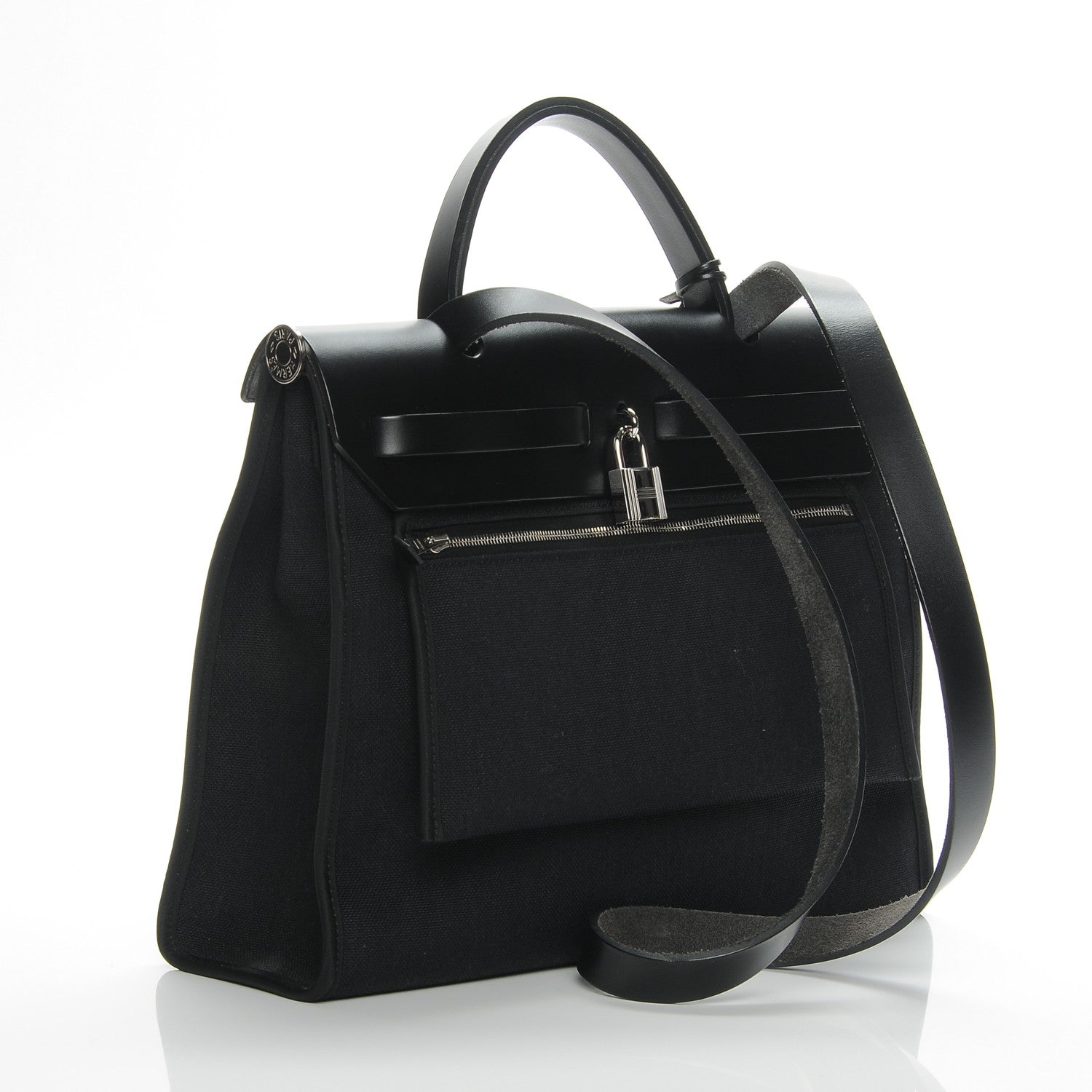 Hermes Military Toile Vache Hunter Herbag Zip PM 31 Black 3 of 8