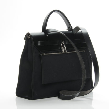 Hermes Military Toile Vache Hunter Herbag Zip PM 31 Black 3 of 8