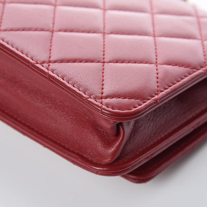 Chanel Lambskin Quilted Trendy CC Wallet On Chain WOC Dark Red 13 of 14