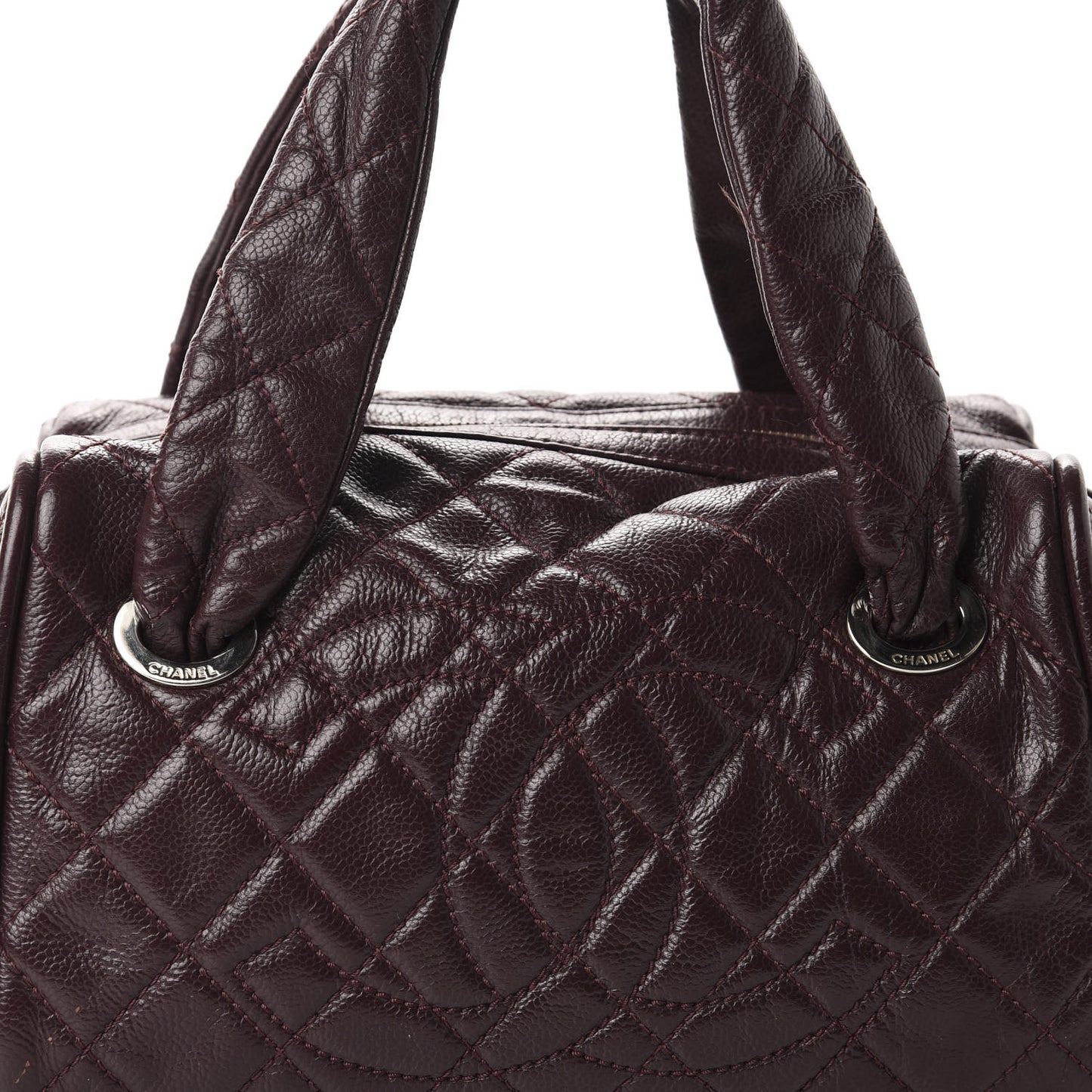 Caviar Quilted CC Timeless Bowler Burgundy