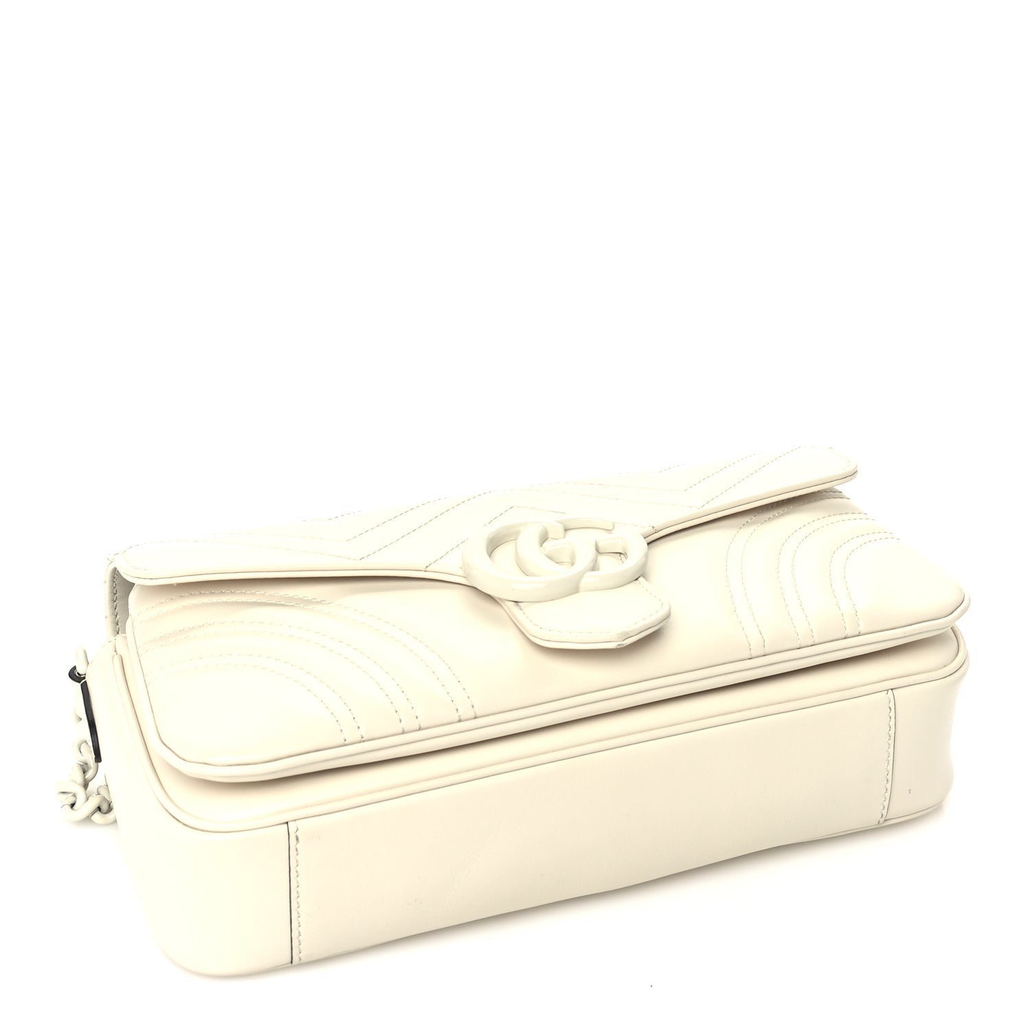 Gucci Calfskin Matelasse Monochrome GG Marmont Crossbody Shoulder Bag  White 3 of 8