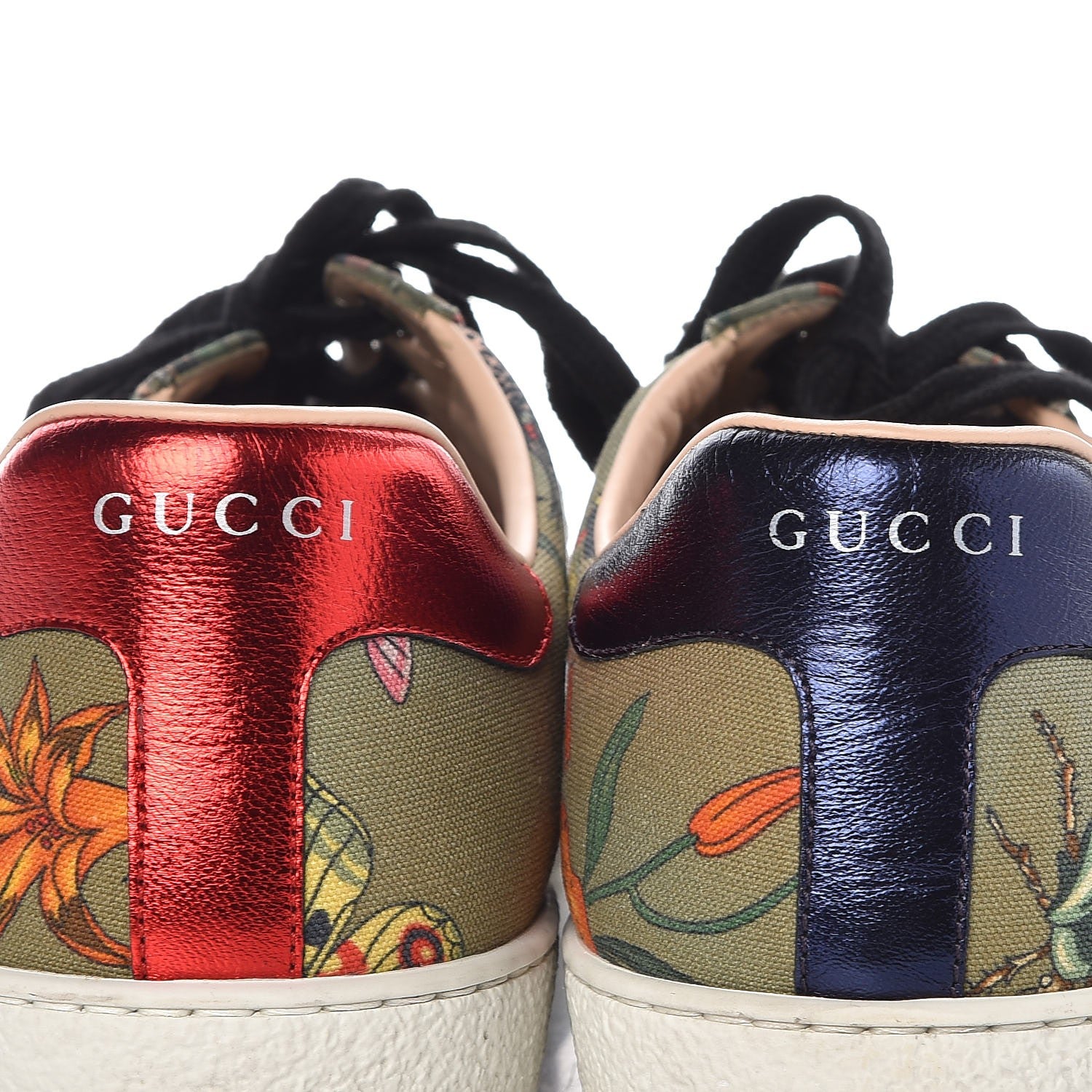 Gucci Canvas Web Flora Snake Print Mens Ace Sneakers 10.5 11 of 12