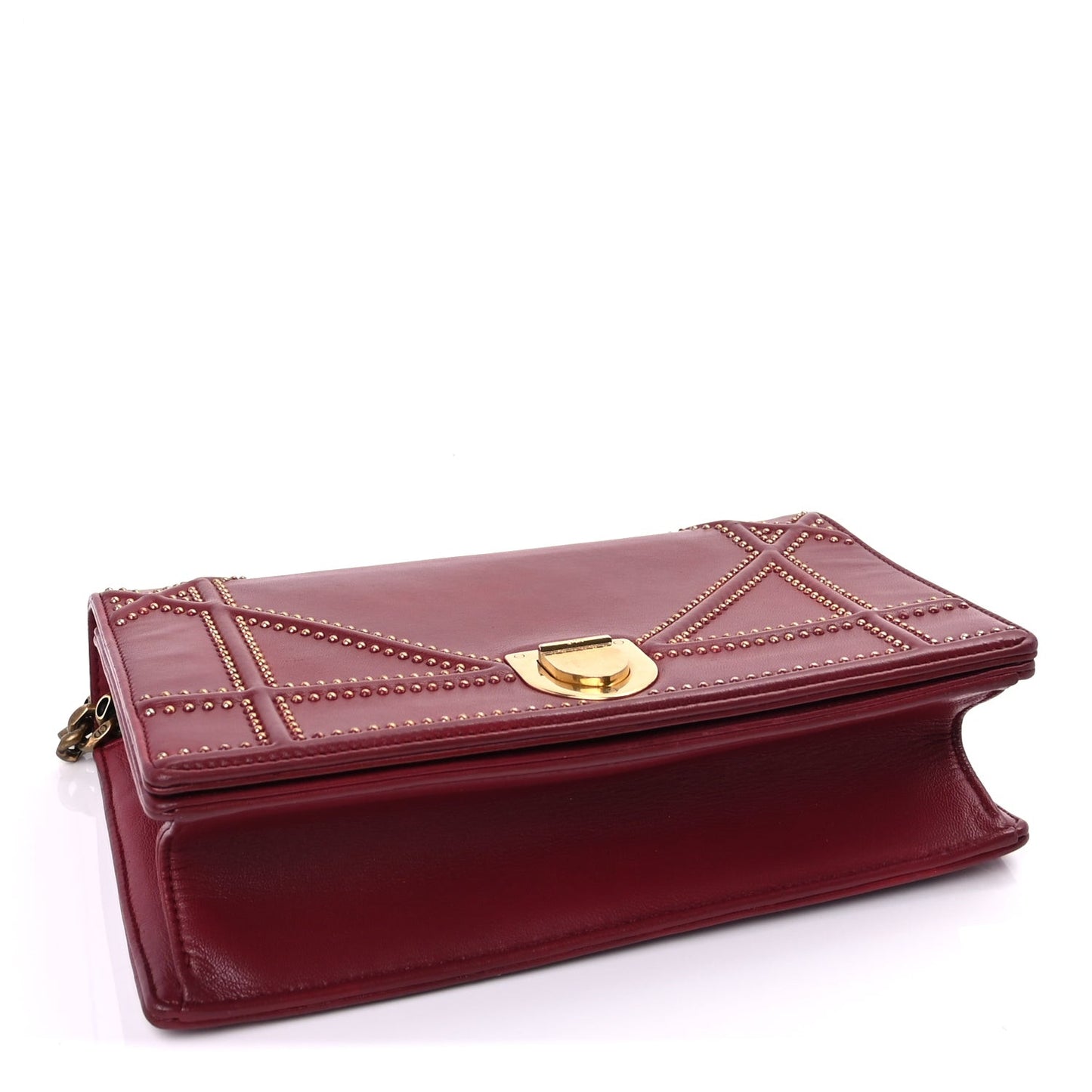 Calfskin Studded Medium Diorama Flap Bag Red